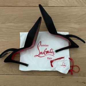 Christian Louboutin Satin Black Slingback Heels